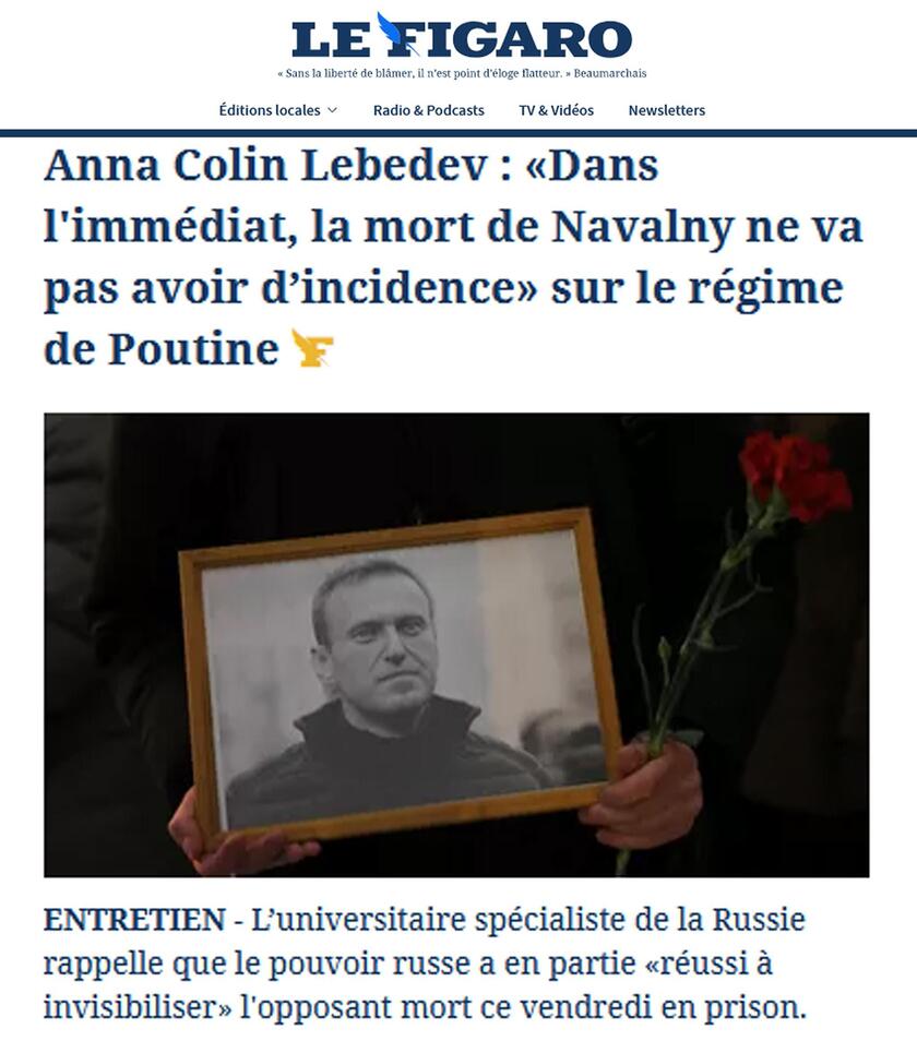 LA MORTE DI NAVALNY (rassegna stampa internazionale) - RIPRODUZIONE RISERVATA